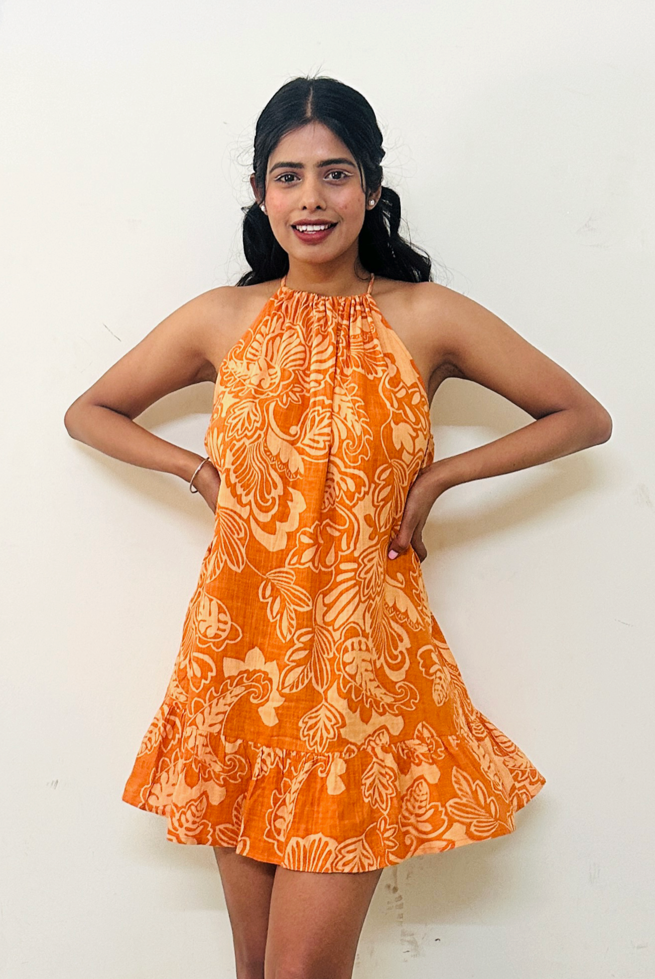 Floral Tie-up A-line Dress