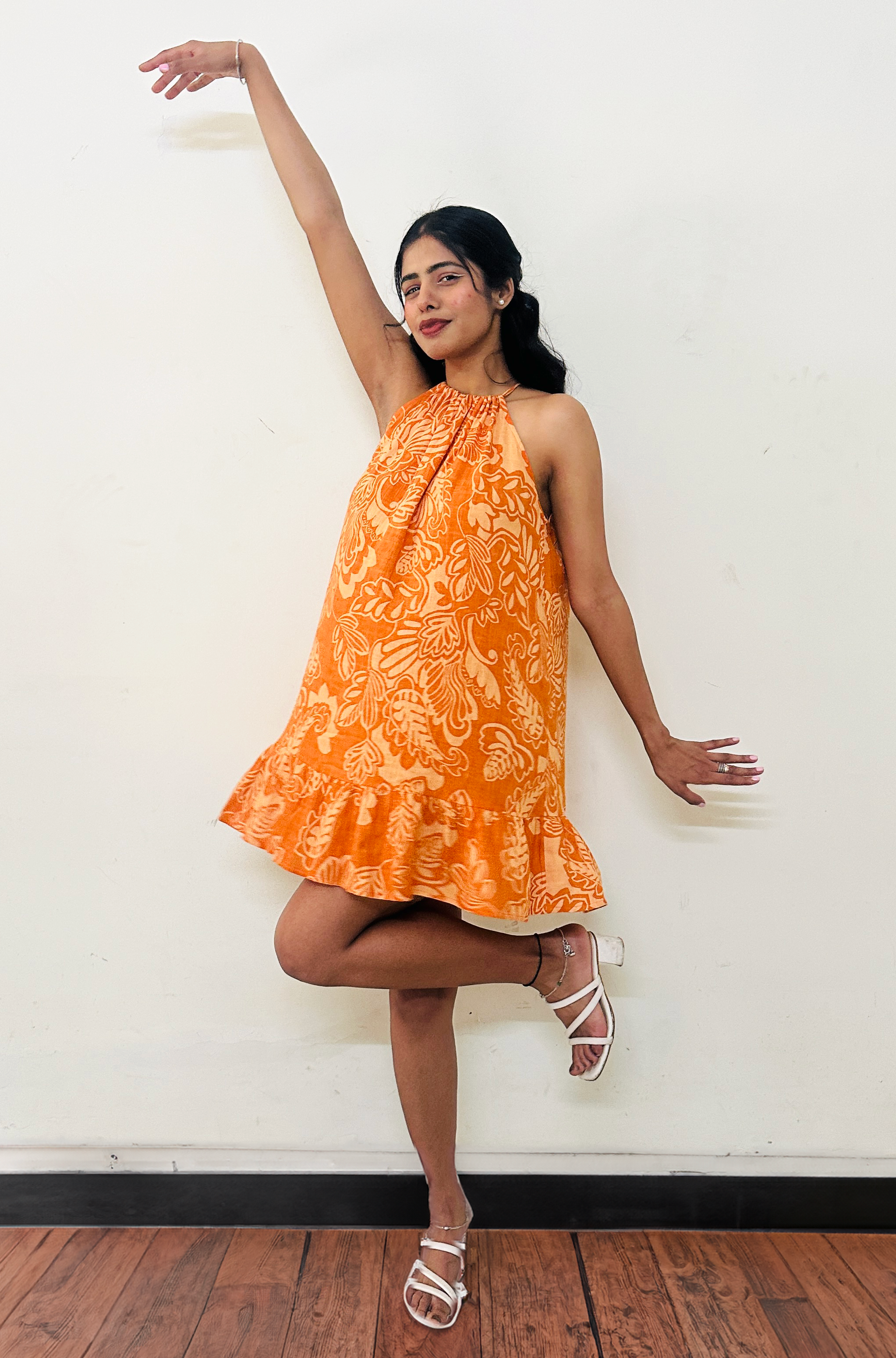 Floral Tie-up A-line Dress