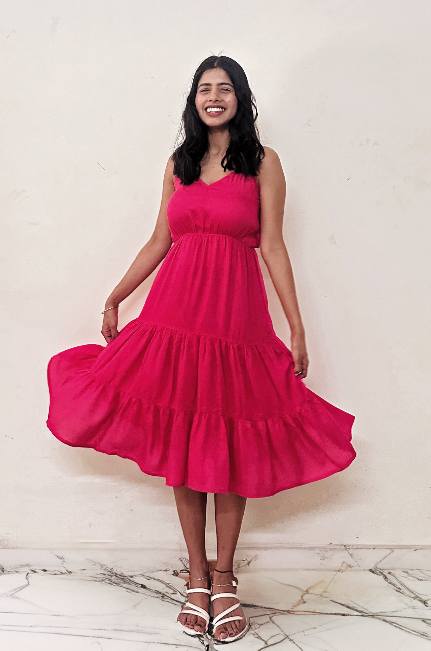 Rose Pink Maxi Tiered dress