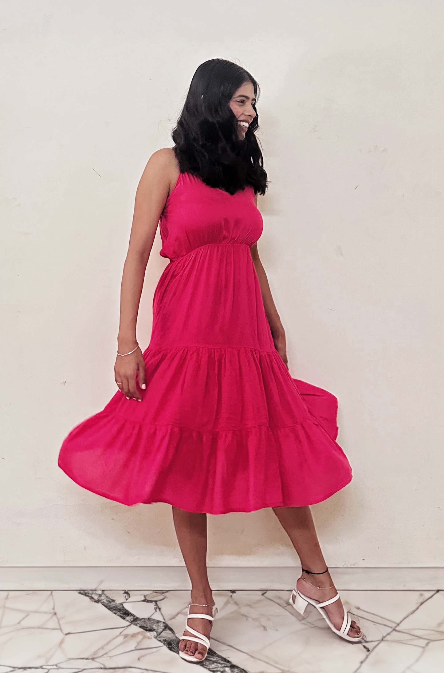 Rose Pink Maxi Tiered dress