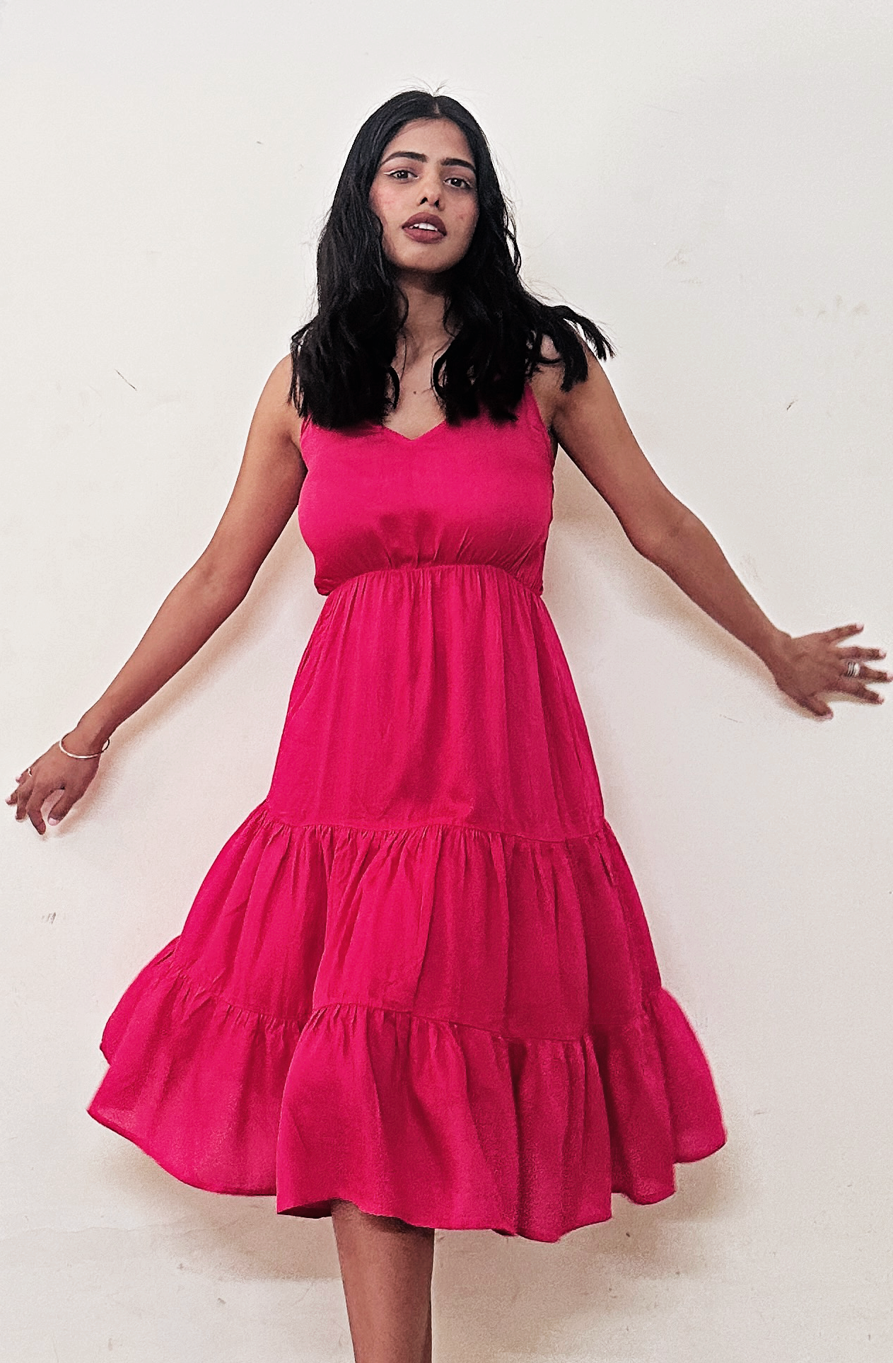 Rose Pink Maxi Tiered dress