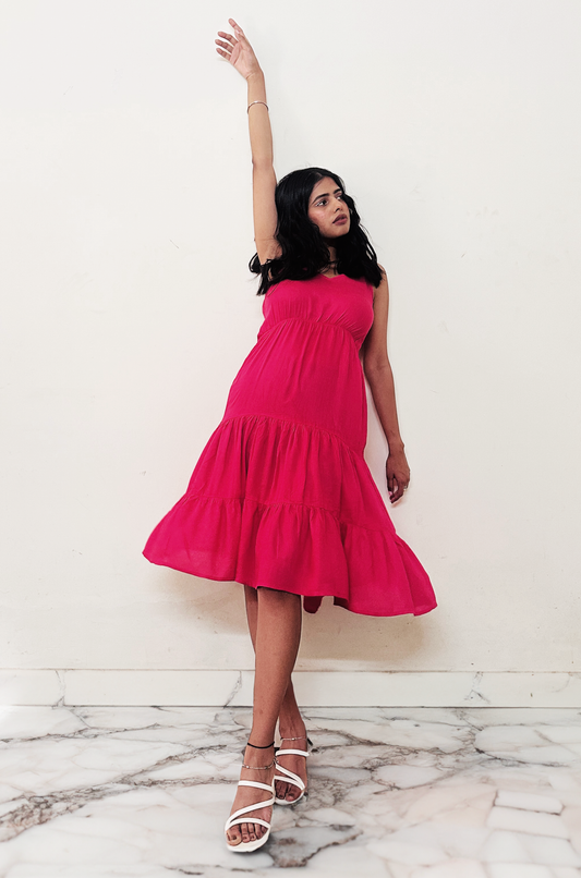 Rose Pink Maxi Tiered dress