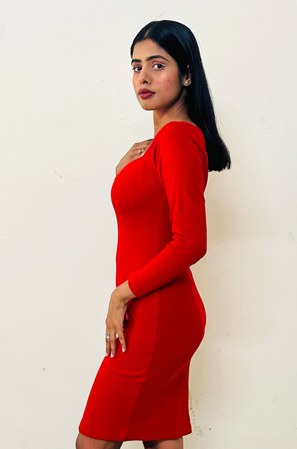 Red Sweetheart Bodycon Dress