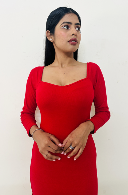 Red Sweetheart Bodycon Dress