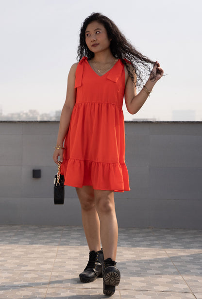 Orange Fit & Flare Dress