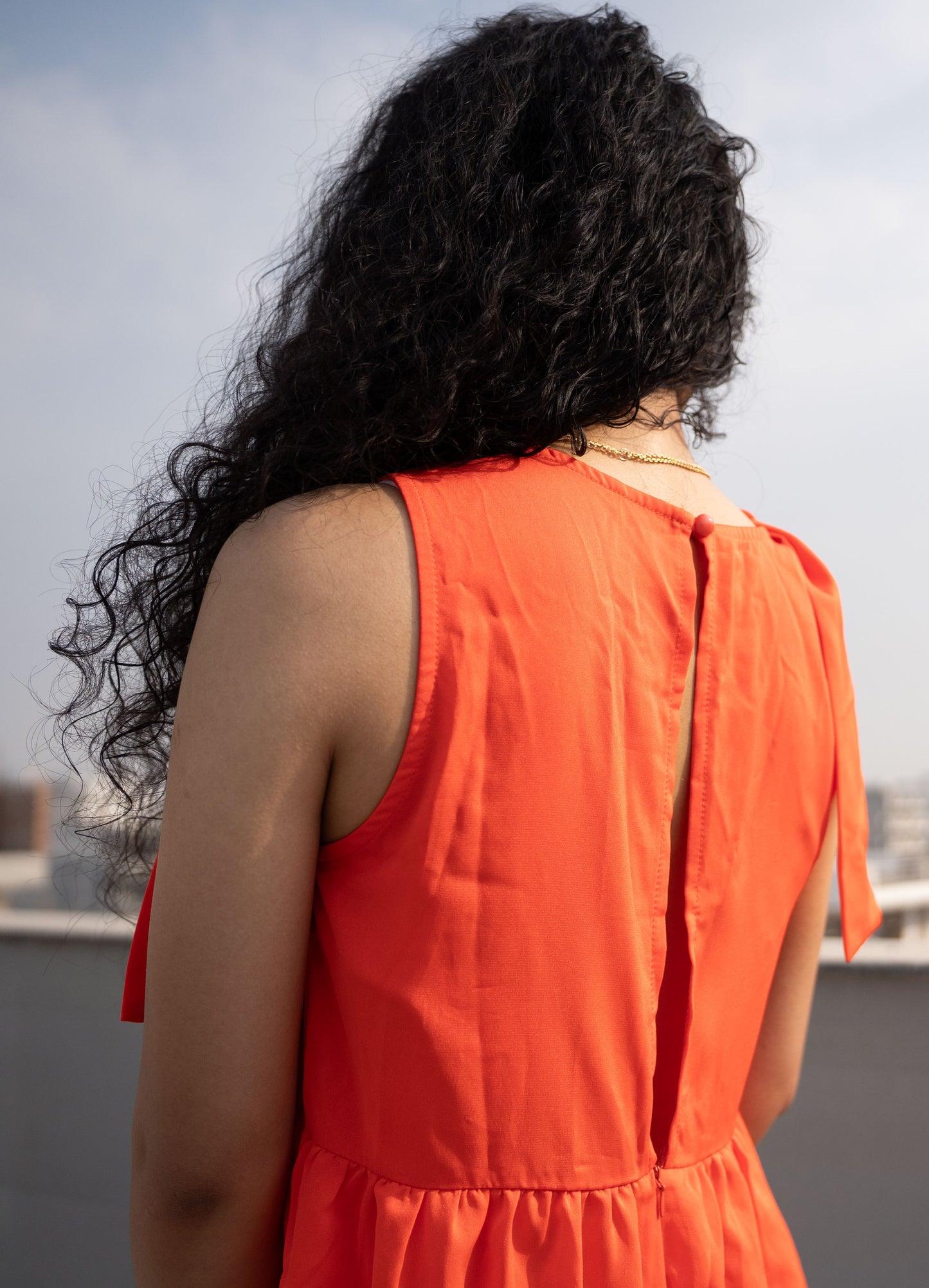Orange Fit & Flare Dress