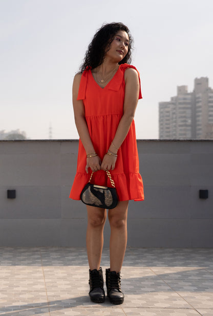 Orange Fit & Flare Dress