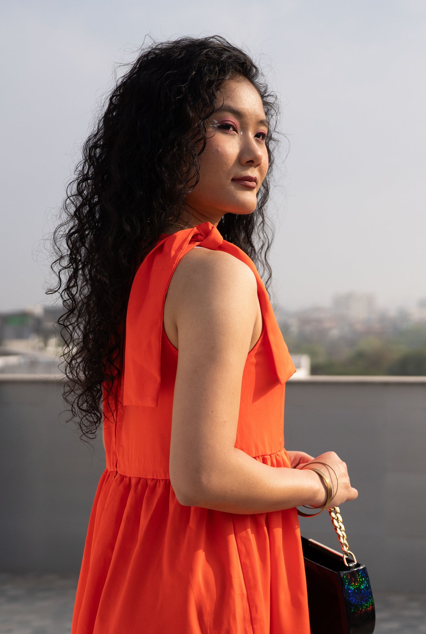 Orange Fit & Flare Dress