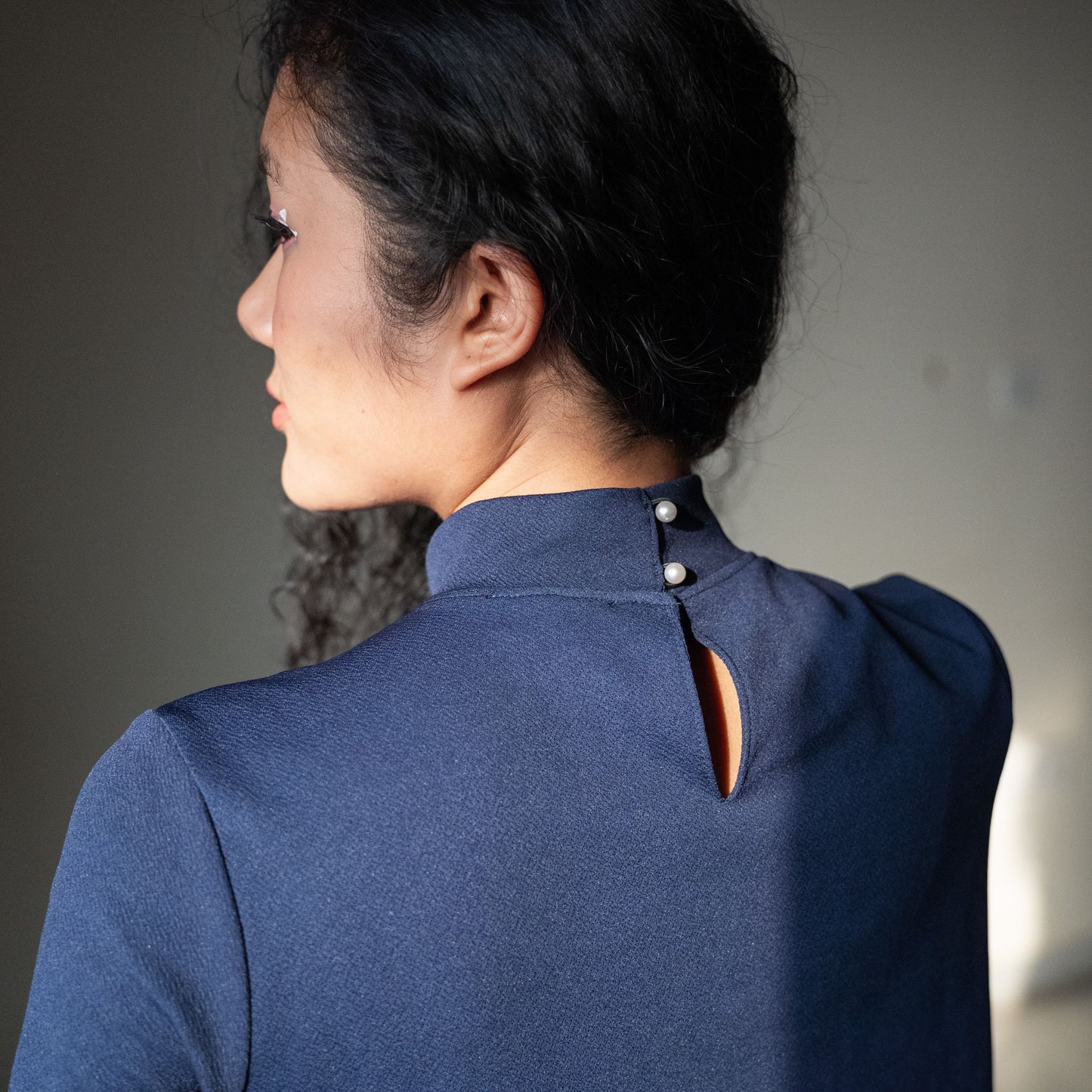 Royal Blue A line Dress with Ruffled hem