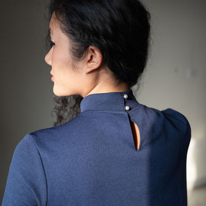 Royal Blue A line Dress with Ruffled hem