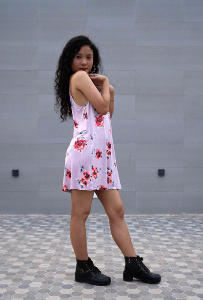 Floral A-line Dress (Lavendar)