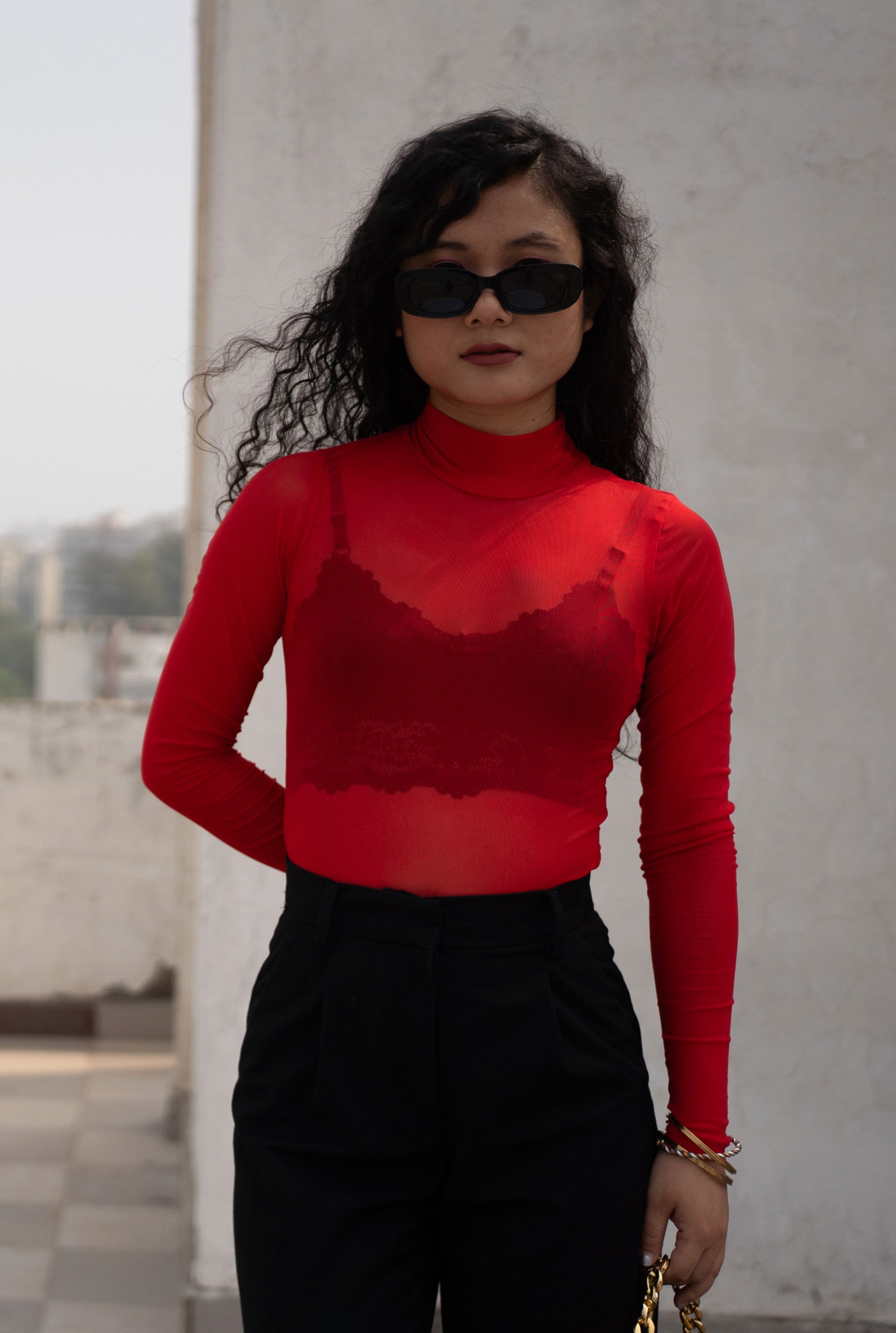 Red Mesh Top
