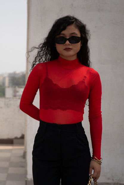 Red Mesh Top