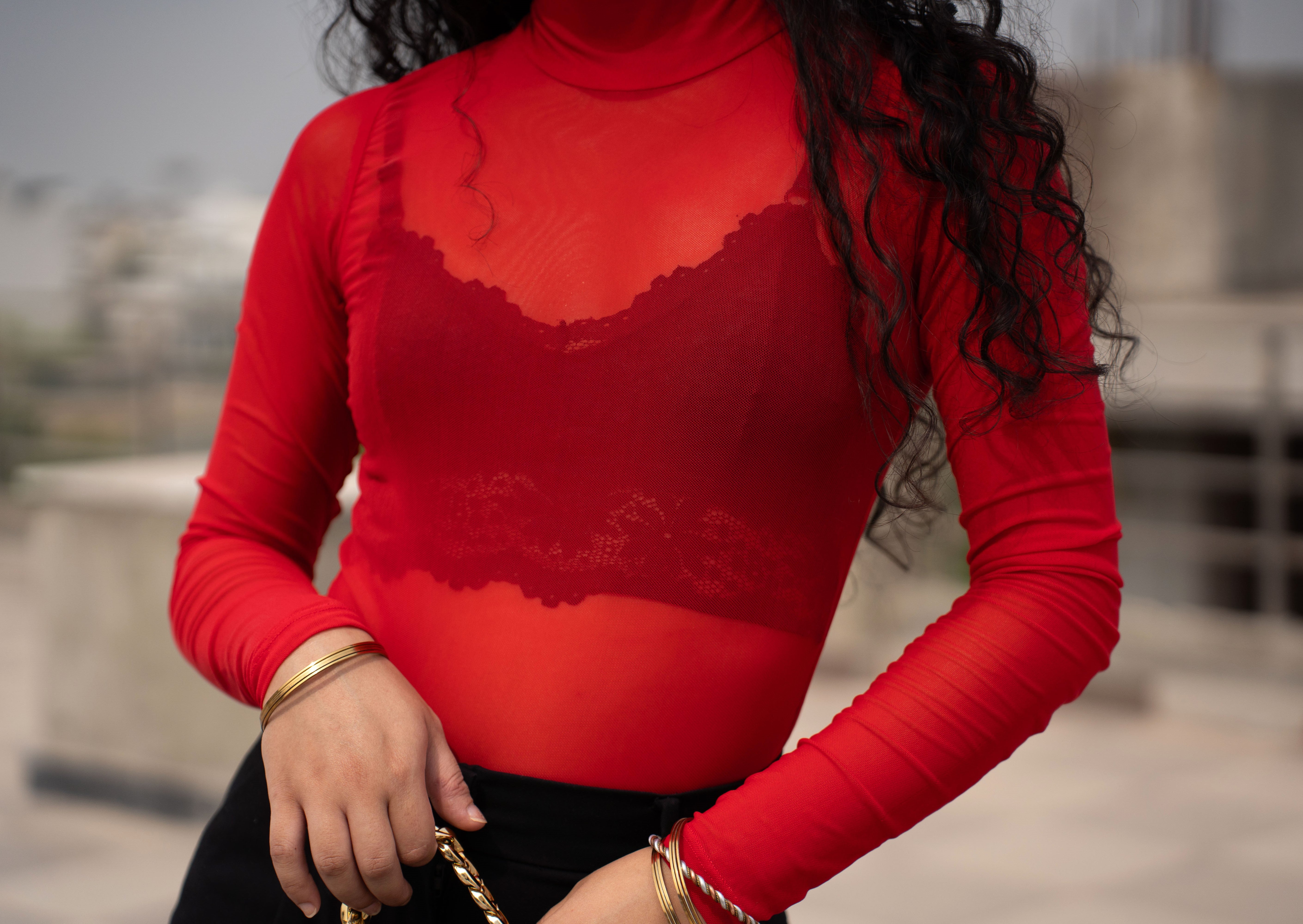 Red Mesh Top