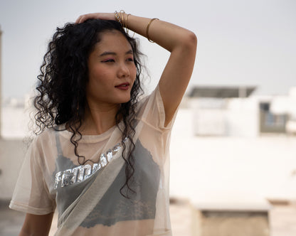 Sequin Detail Mesh Top
