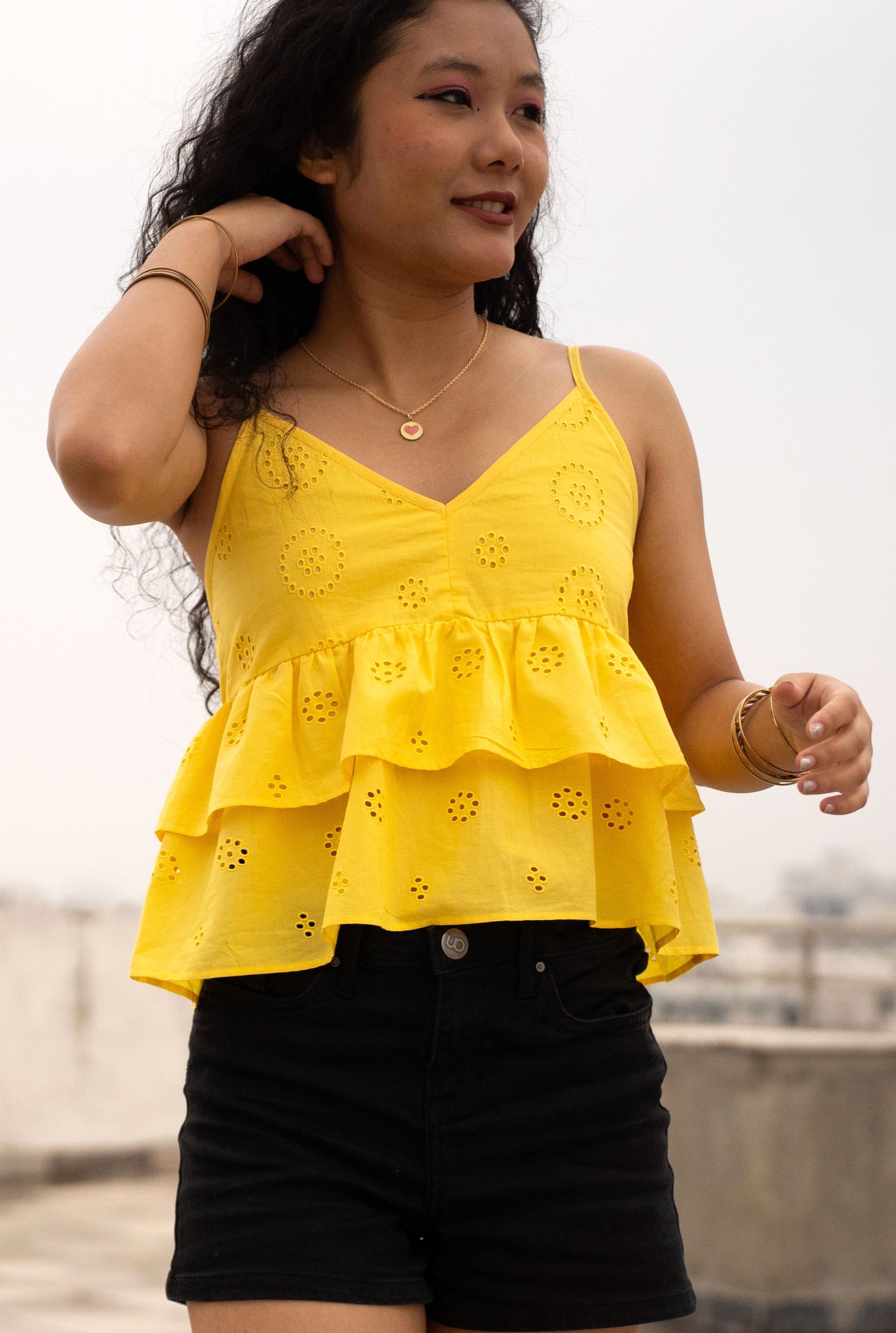 Yellow Ruffle Top