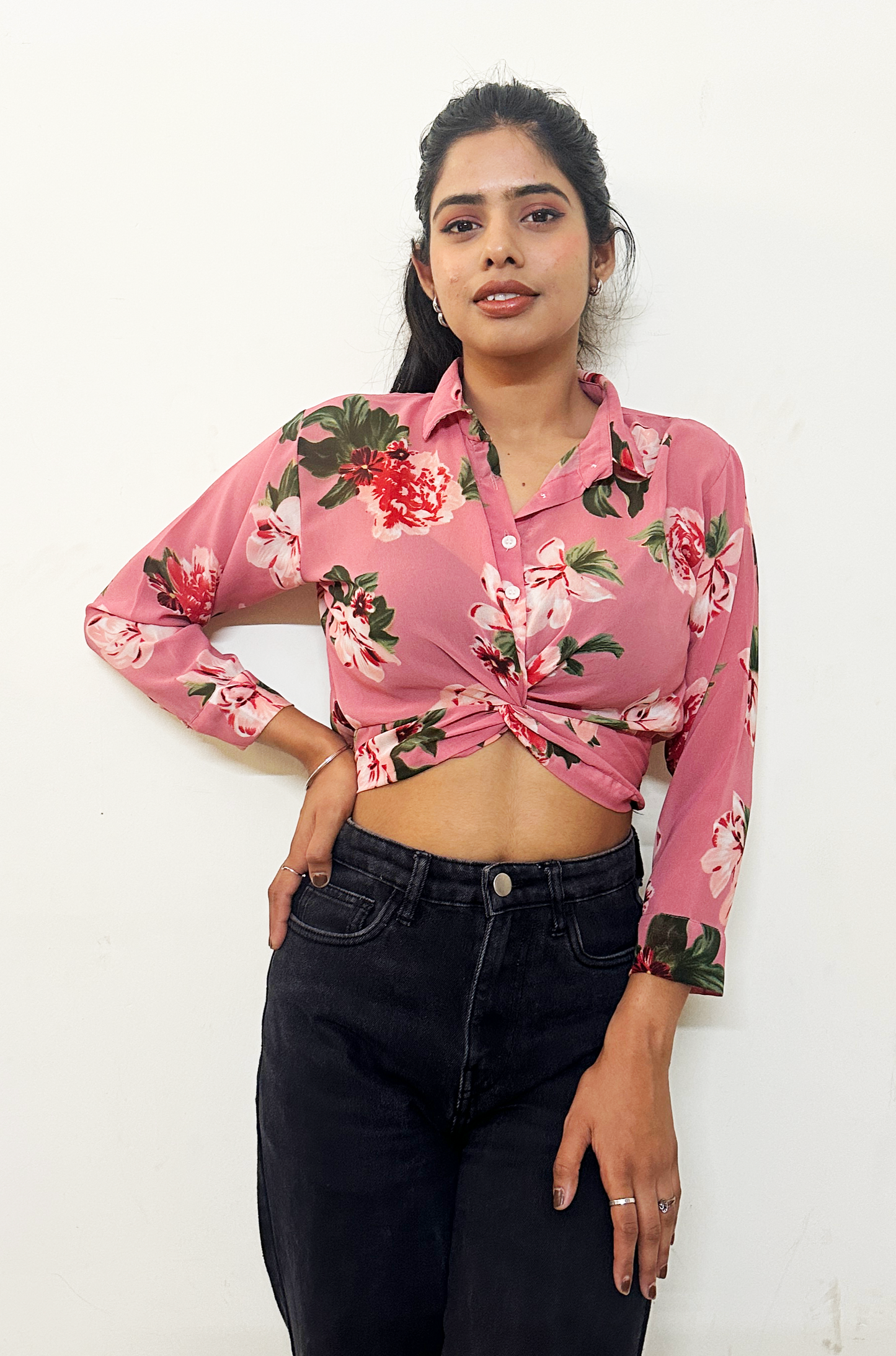 FLoral printed Crop shirt