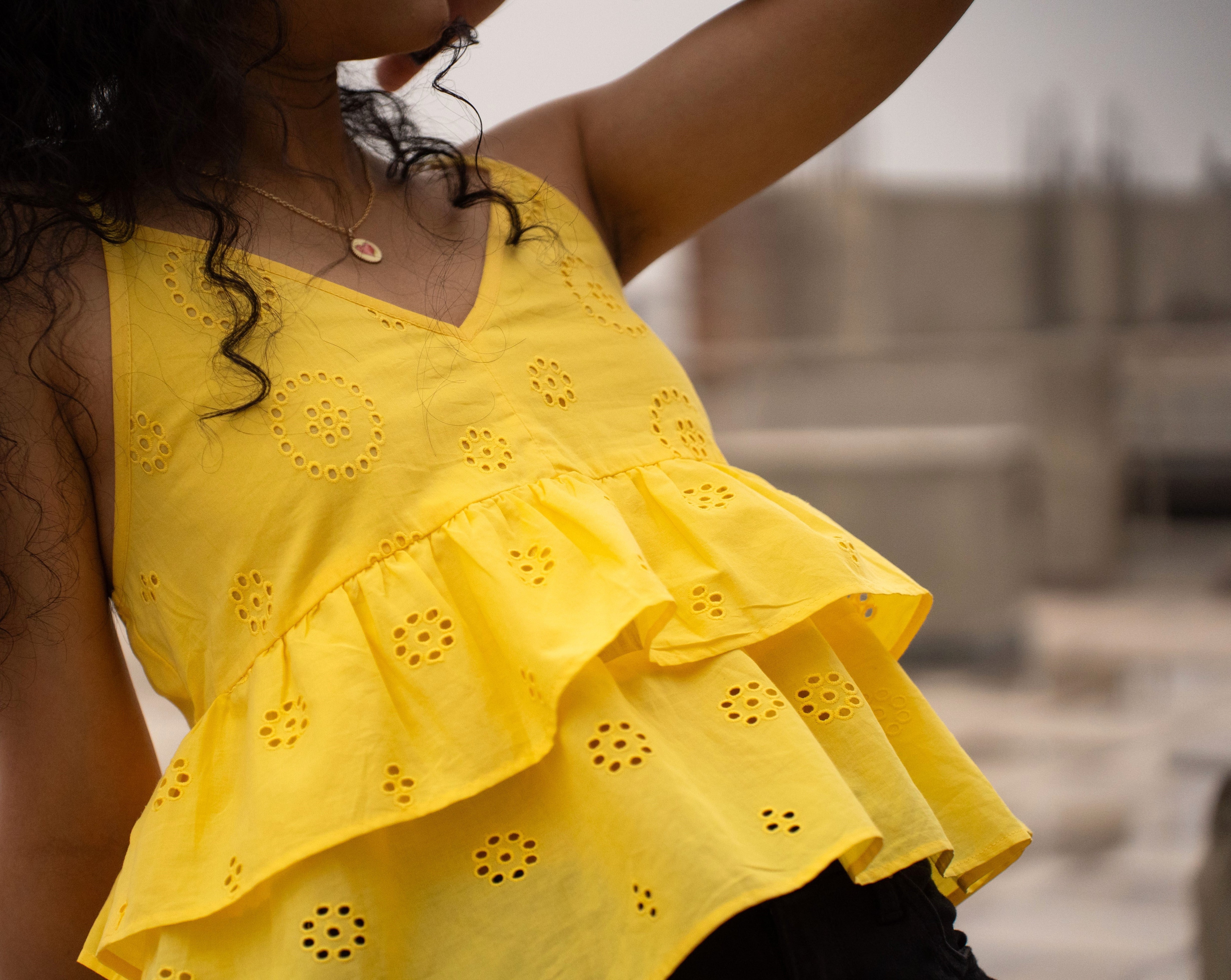 Yellow Ruffle Top