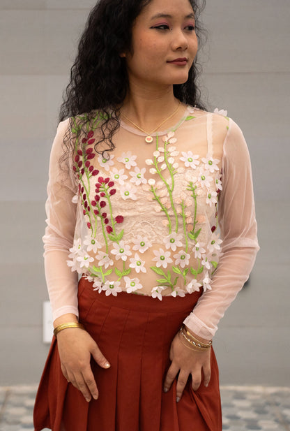 Floral Mesh Top