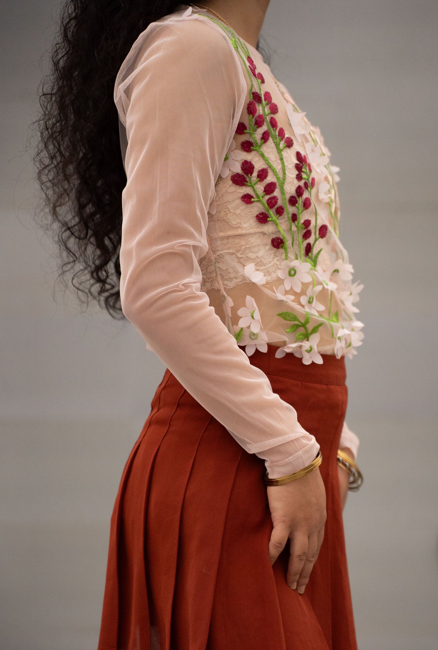 Floral Mesh Top