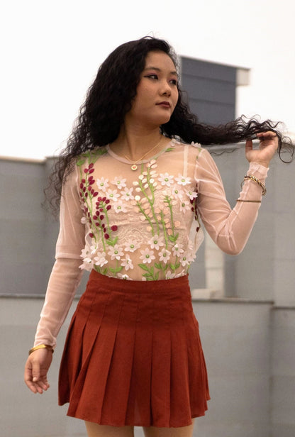 Floral Mesh Top